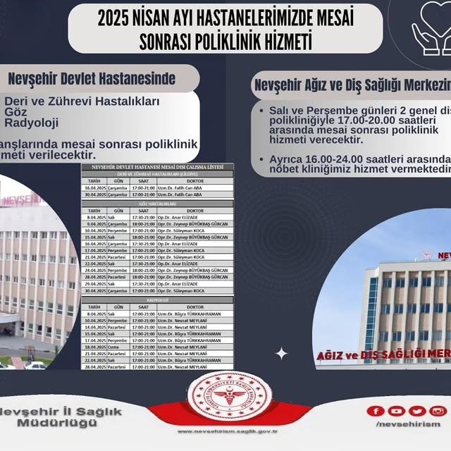 Nevşehir'de Nisan Ayı Mesai Sonrası Poliklinik Hizmeti Başladı